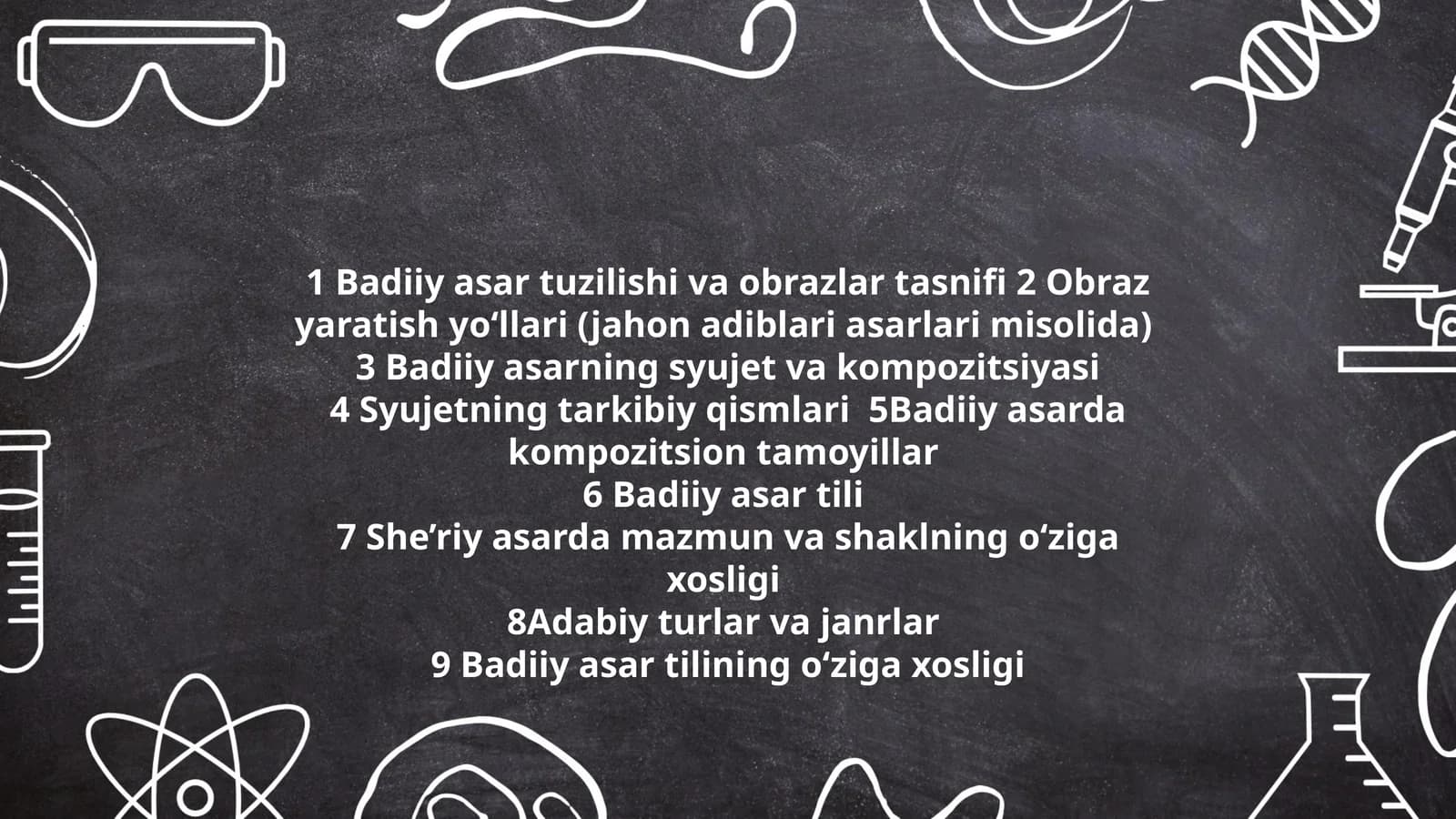 Badiiy asar tuzilishi va obrazlar tasnifi
