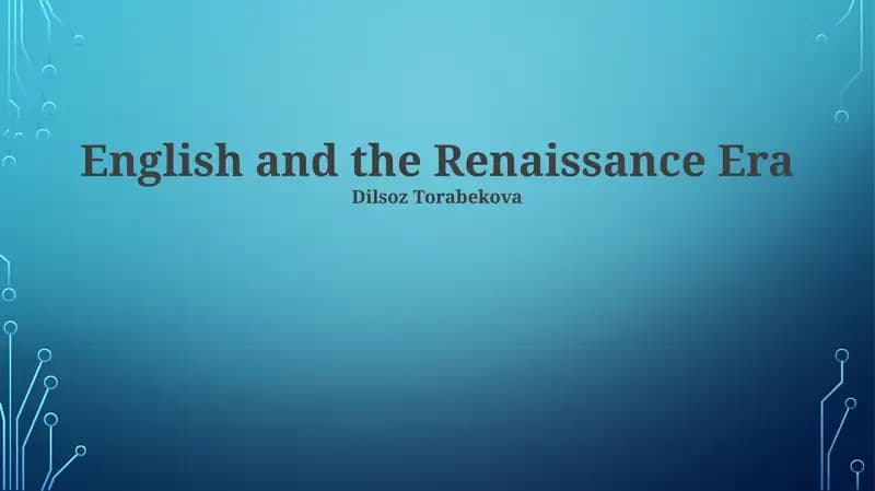 English and the Renaissance Era