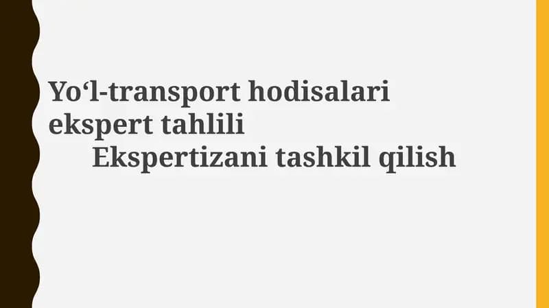 Yo‘l-transport hodisalari eksperttahlili