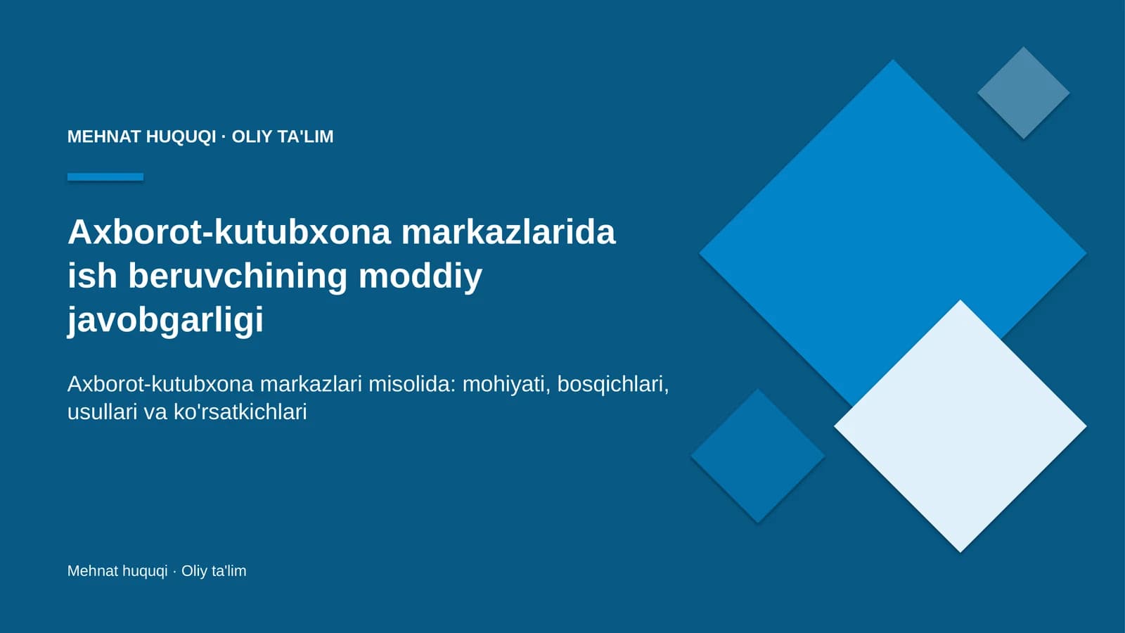 Ish beruvchining moddiy javobgarligi: mohiyati
