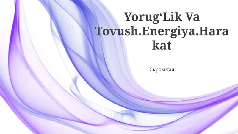 Energiya va Harakat