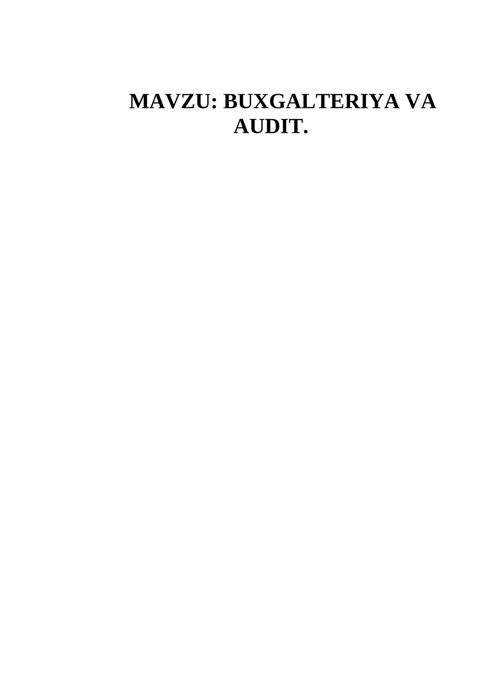 BUXGALTERIYA VA AUDIT