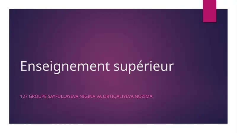 Enseignement supérieur