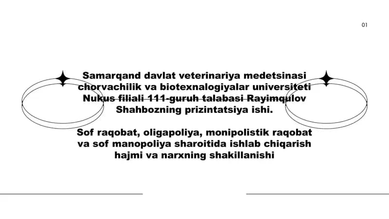 Ishlab chiqarish hajmi va narxning shakillanishi