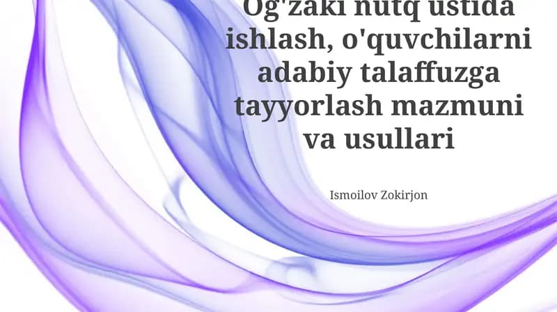 Adabiy talaffuzga tayyorlash metodlari