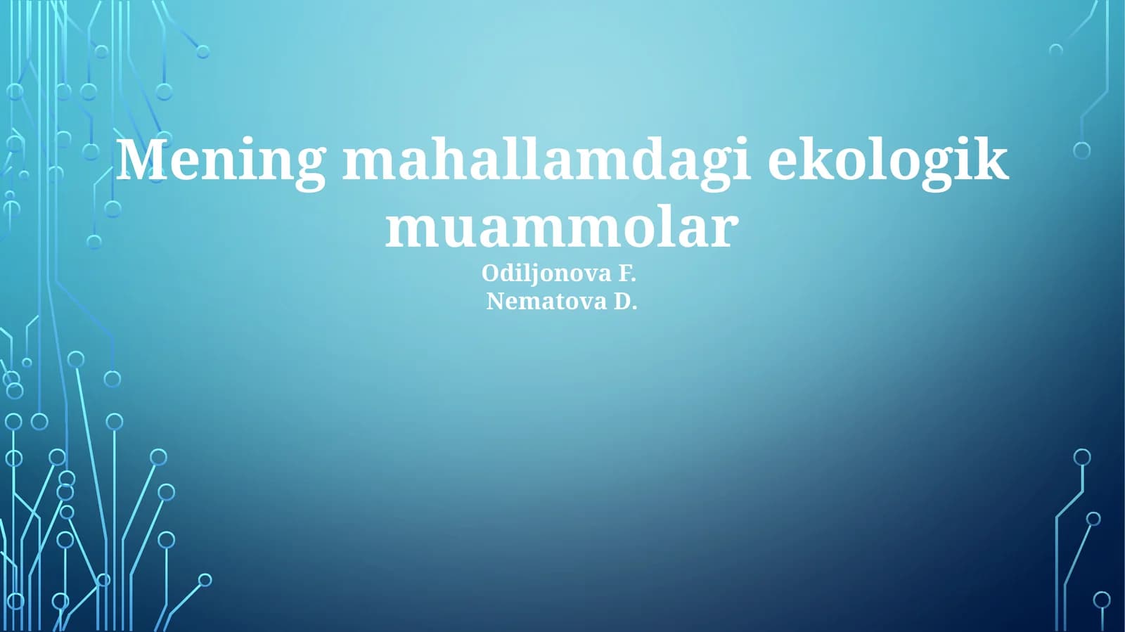 Mening mahallamdagi ekologik muammolar