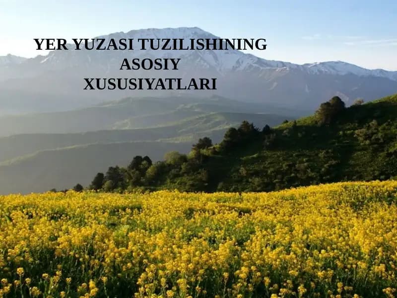 YER YUZASI TUZILISHINING ASOSIYXUSUSIYATLARI