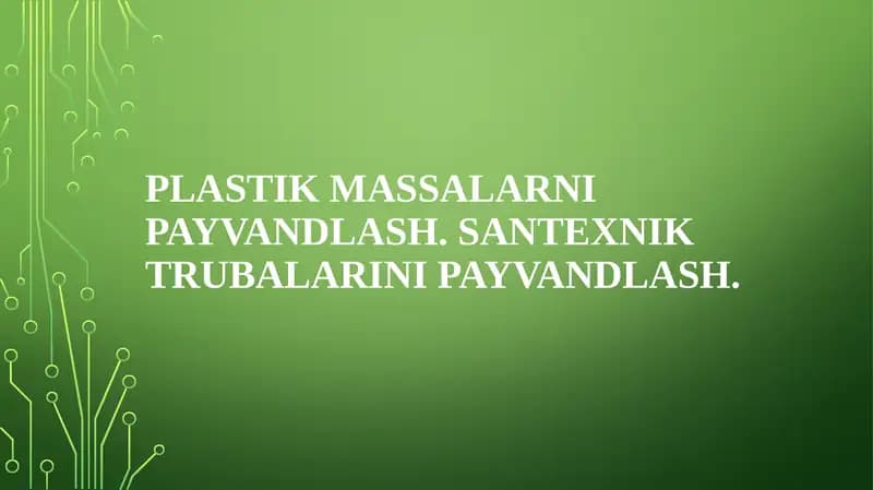 Plastik Massalarni Payvandlash
