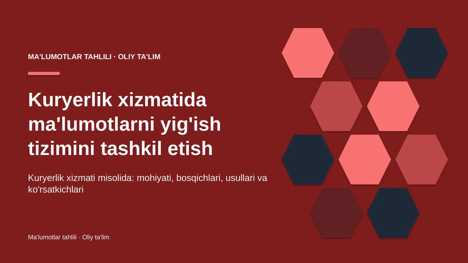 Kuryerlik xizmatida ma'lumotlarni yig'ish tizimini tashkil etish