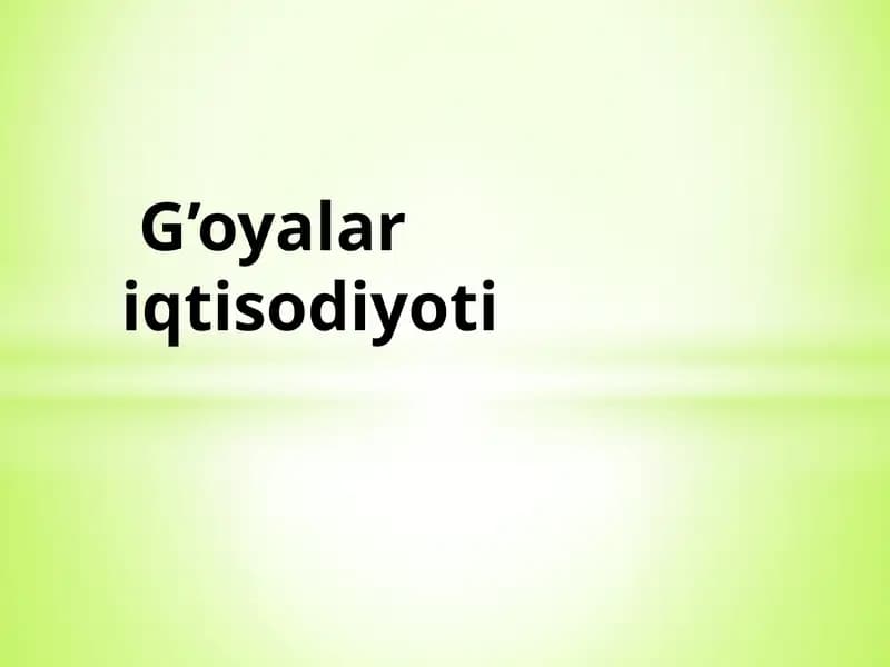 G’oyalar iqtisodiyoti