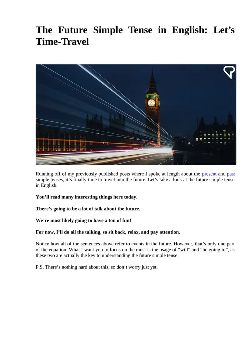 The Future Simple Tense in English: Let’s Time-Travel