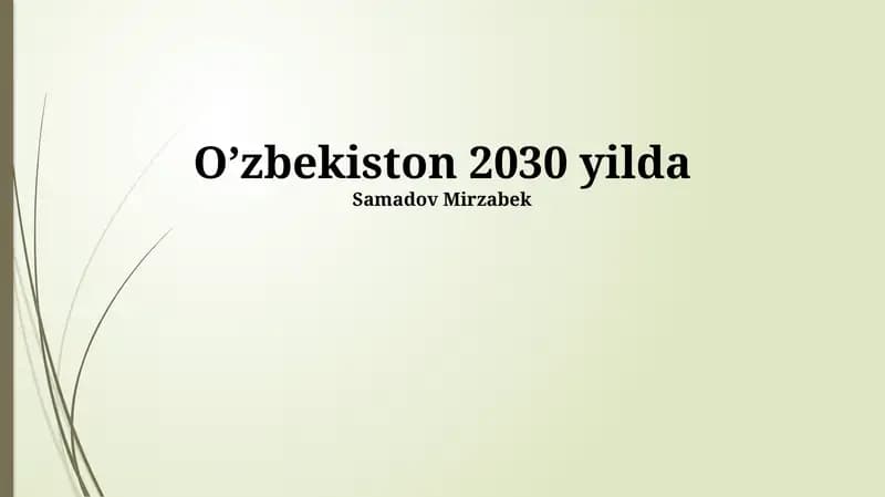 O'zbekiston 2030 yilda