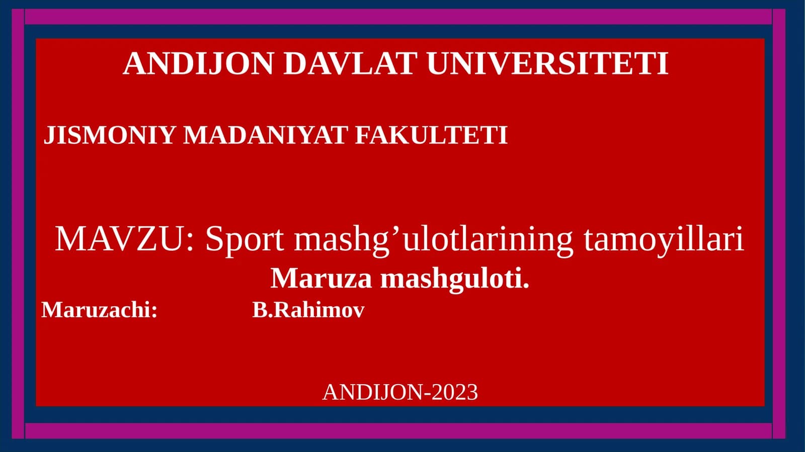 Sport mashg’ulotlarining tamoyillari