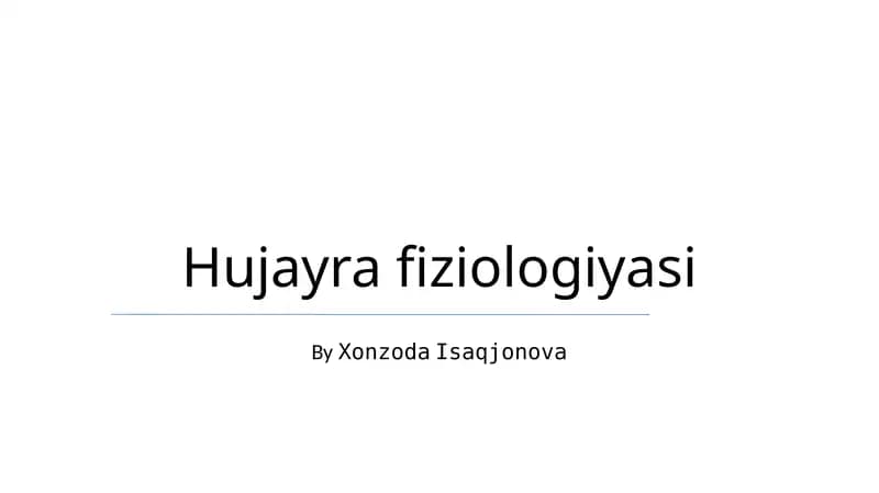 Hujayra fiziologiyasi