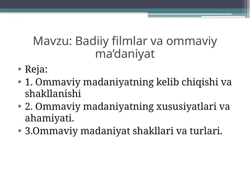 Badiiy filmlar va ommaviy ma'daniyat