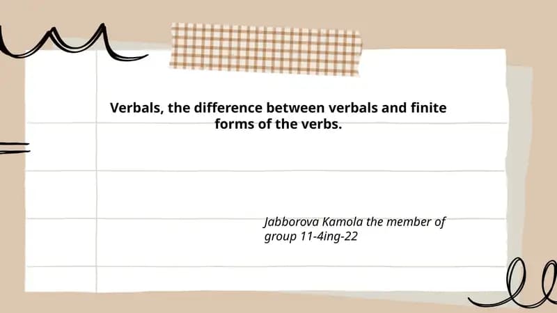 Verbals and Finite Forms of Verbs