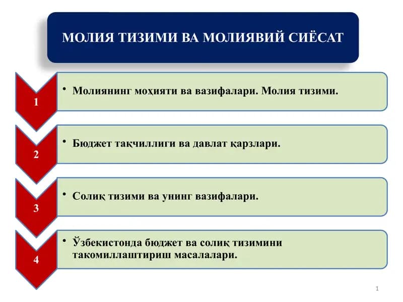 МОЛИЯ ТИЗИМИ ВА МОЛИЯВИЙ СИЁСАТ