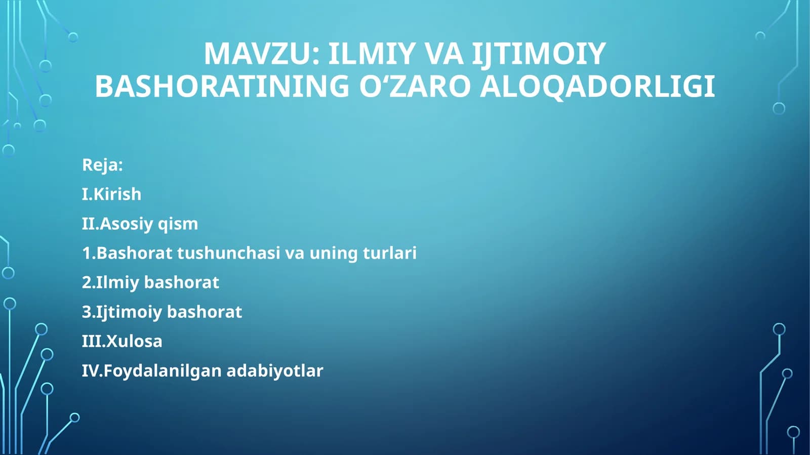 Bashorat tushunchasi va uning turlari