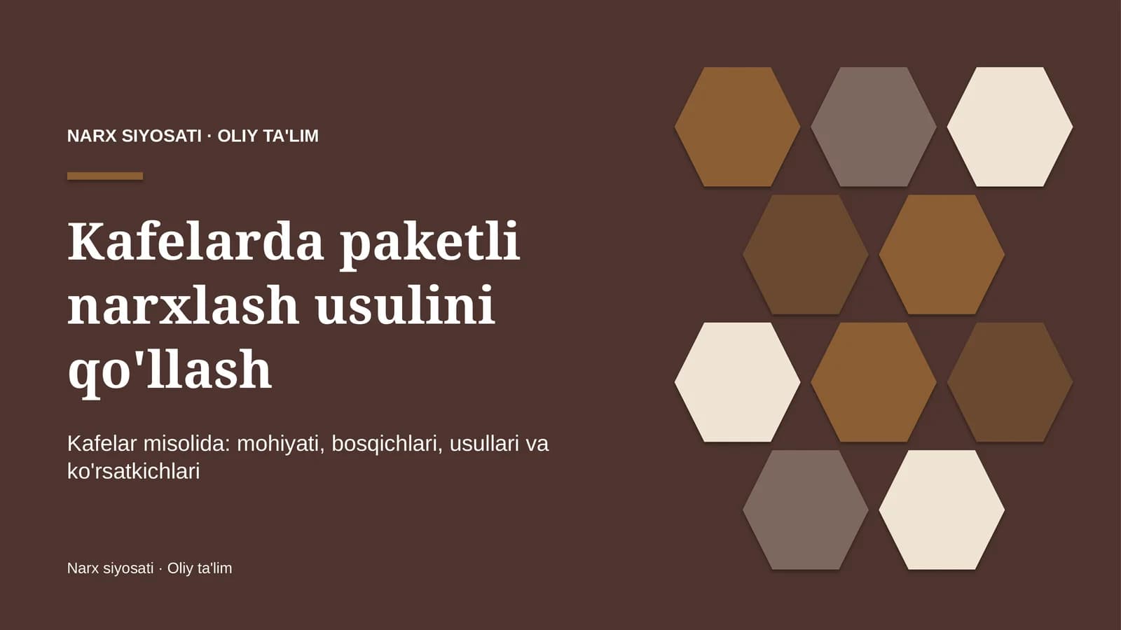Kafelarda paketli narxlash usulini qo'llash