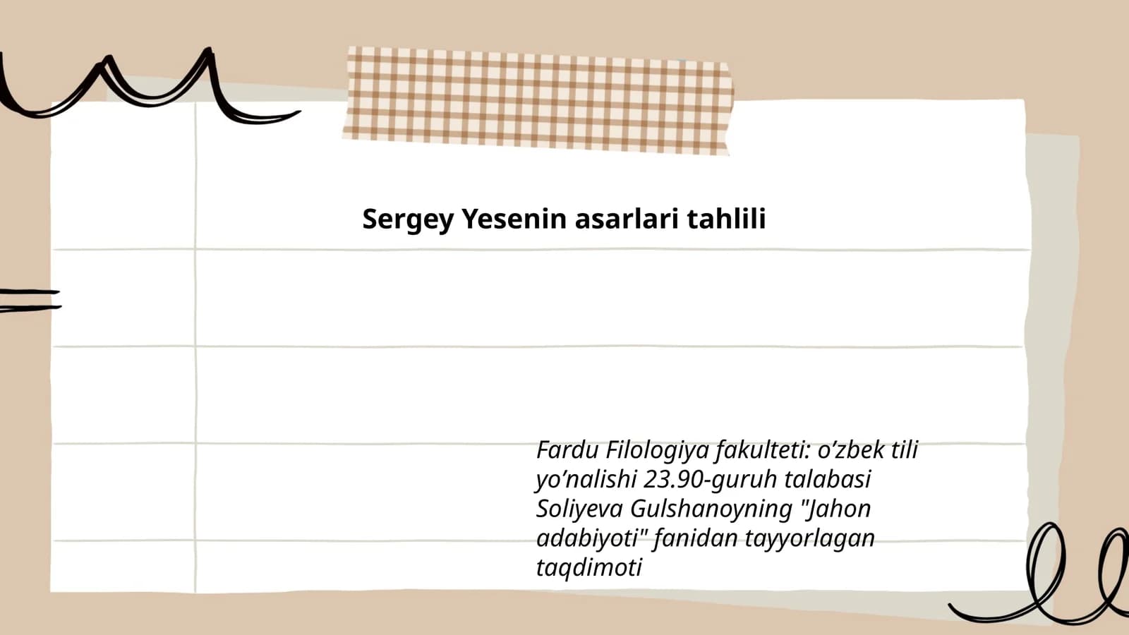 Sergey Yesenin asarlari tahlili
