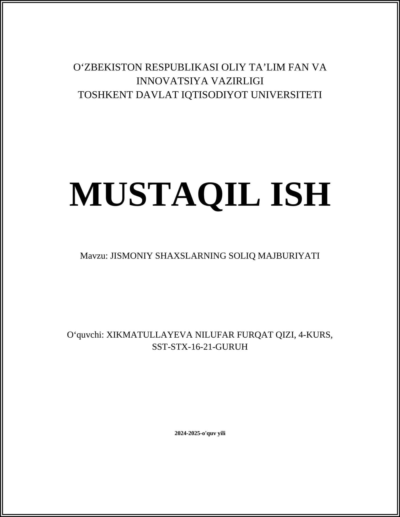 Jismoniy shaxslarning daromad solig'i