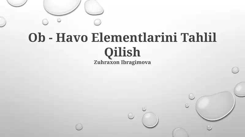Ob - Havo Elementlarini Tahlil Qilish