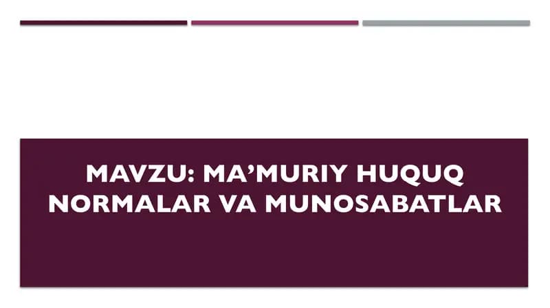 Ma’muriy huquq normalar va munosabatlar