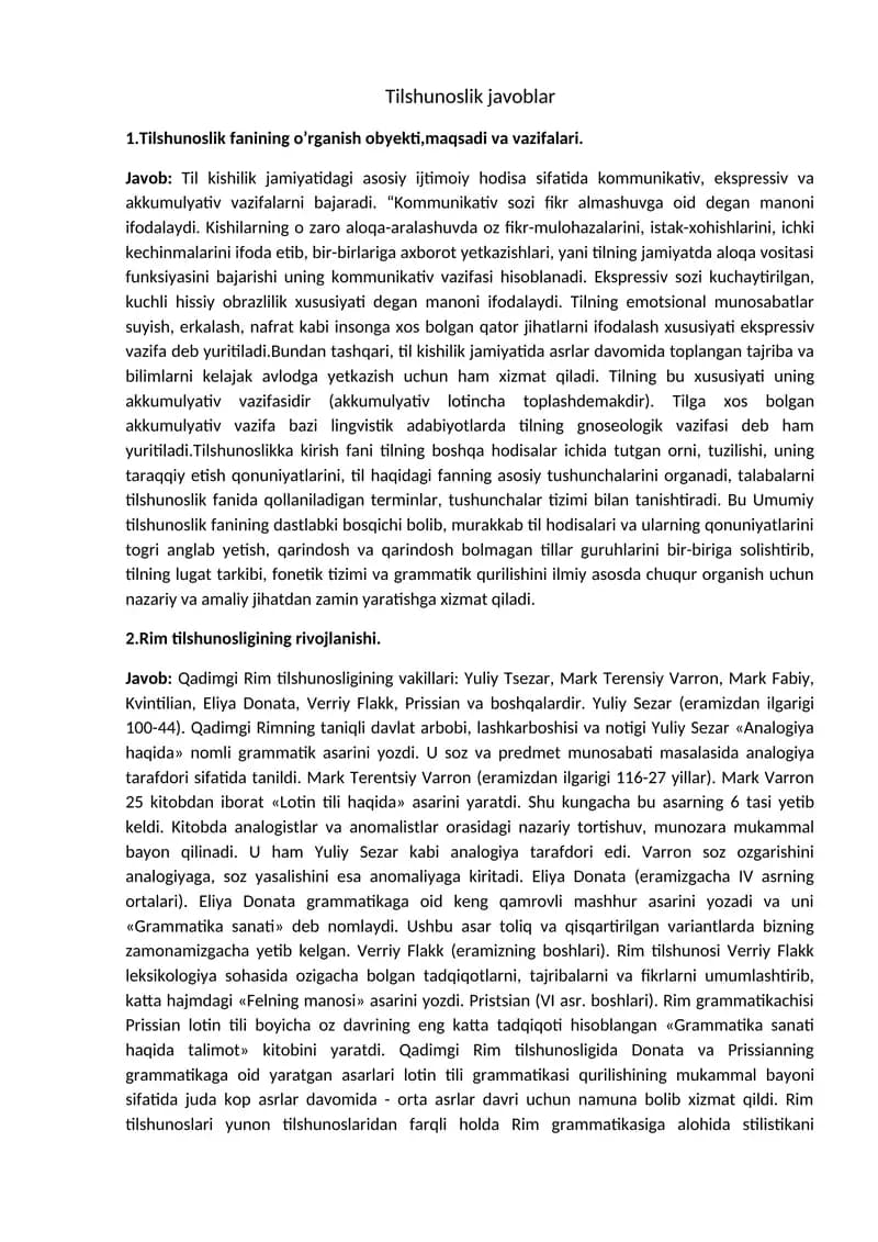 Tilshunoslik javoblar