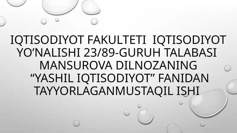 Yashil iqtisodiyot