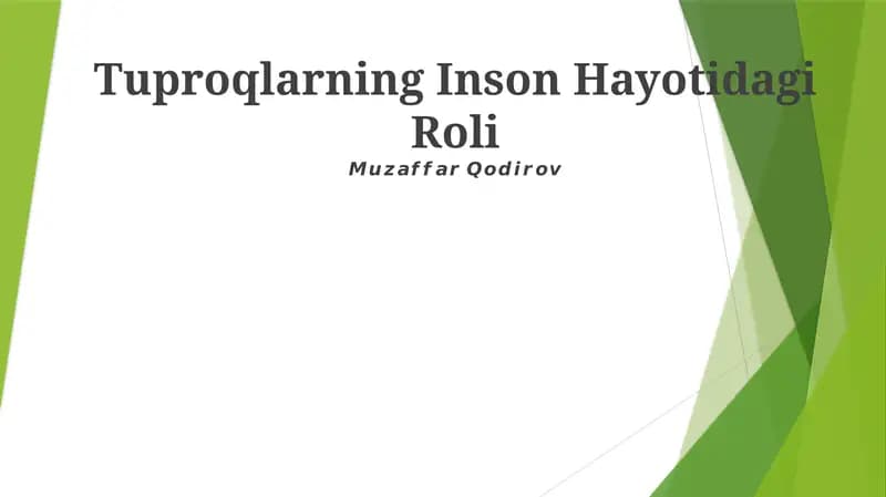 Tuproqlarning Inson Hayotidagi Roli