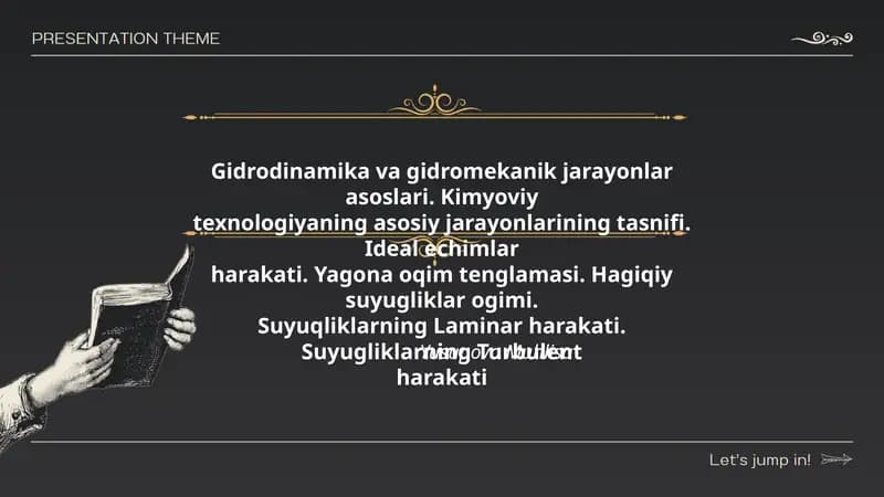 Gidrodinamika va gidromekanik jarayonlar asoslari