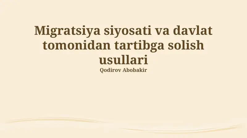 Mehnat migratsiyasi va uning tartibi