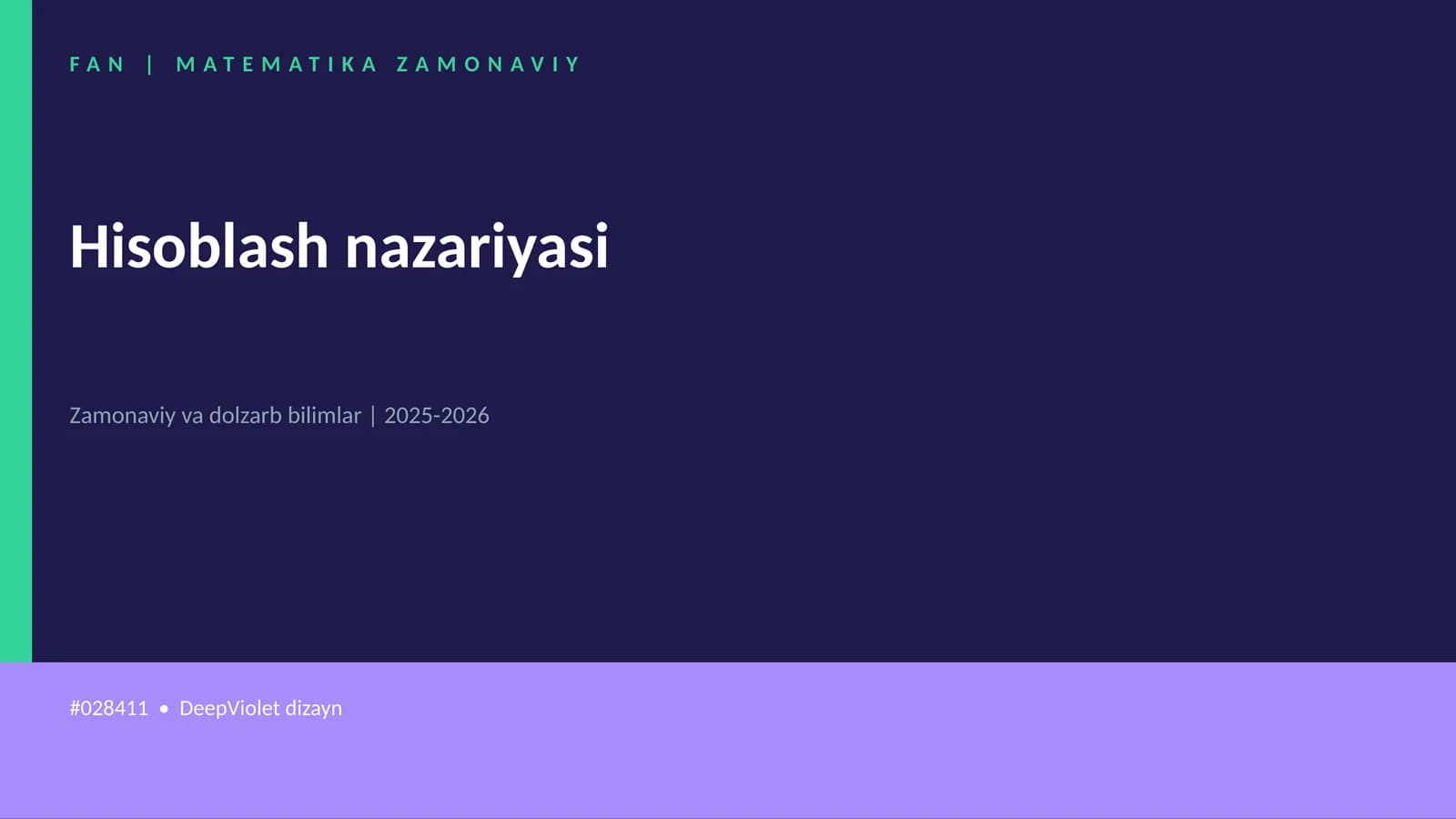 FAN | MATEMATIKA ZAMONAVIY