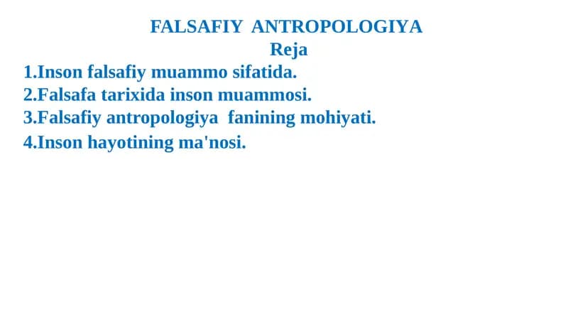 FALSAFIY ANTROPOLOGIYA
