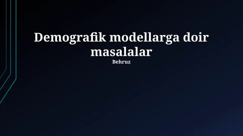 Demografik modellarga doir masalalar