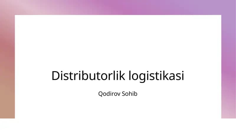 Distributorlik logistikasi