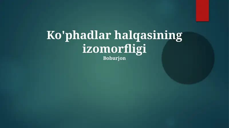 Ko'phadlar halqasining izomorfligi