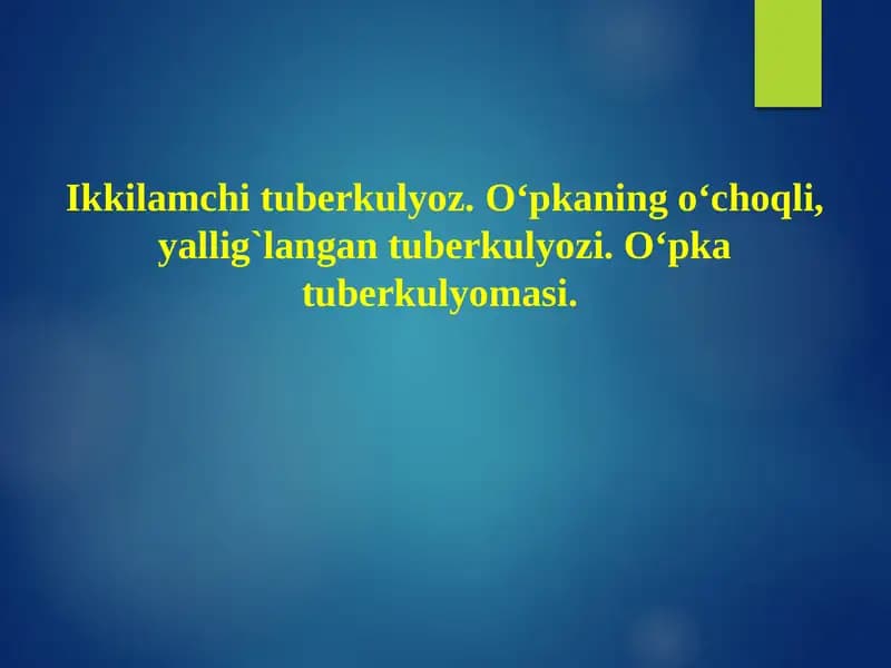 Tuberkulyoz Kasalligi