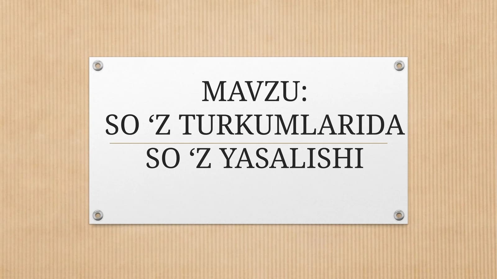 So 'z turkumlarida so 'z yasalishi