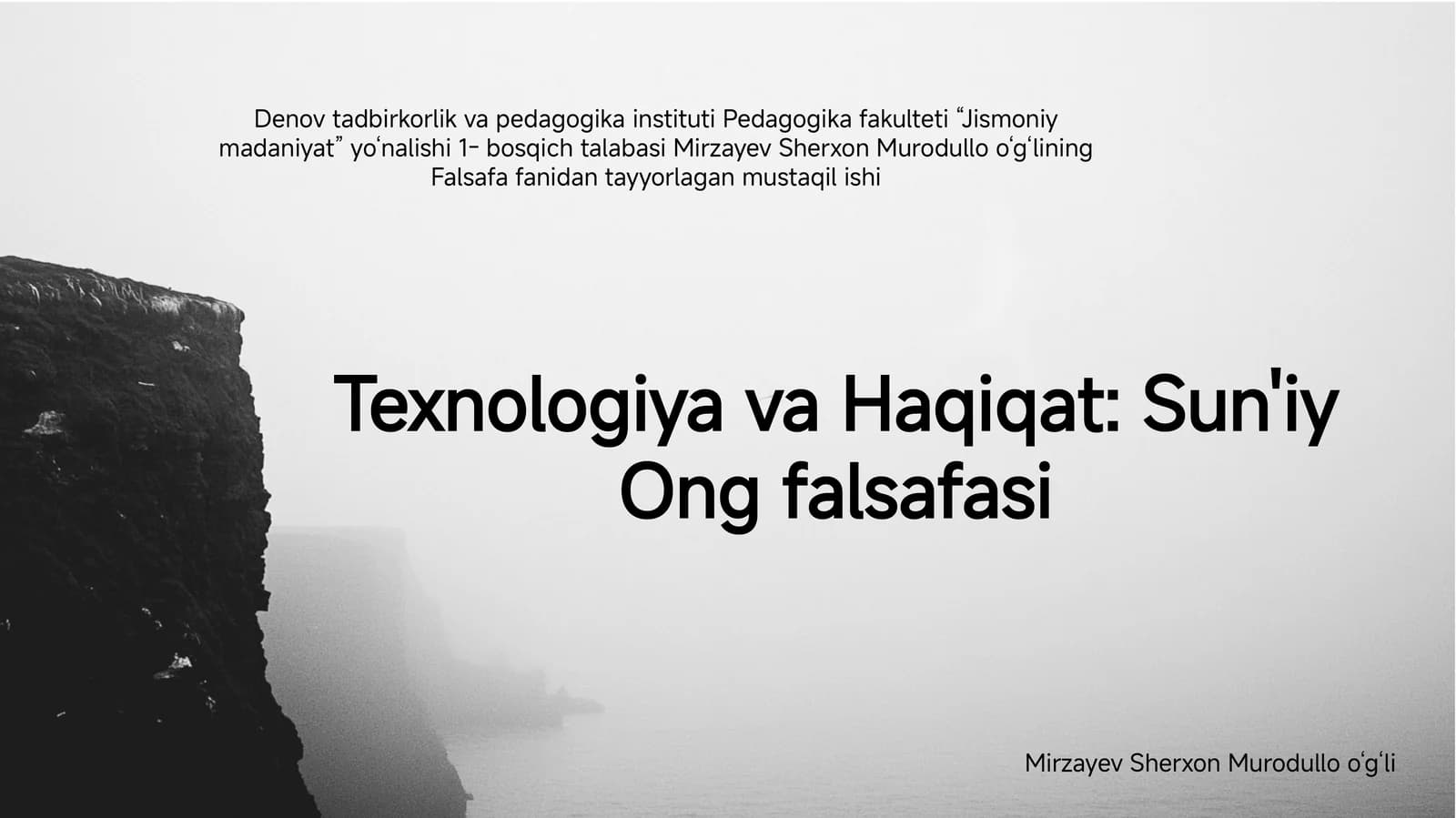 Sun'iy Ong va Haqiqat: Sun'iy Ong falsafasi