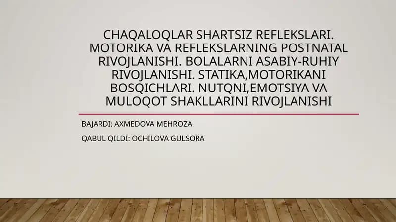 Chaqaloqlar shartsiz reflekslari