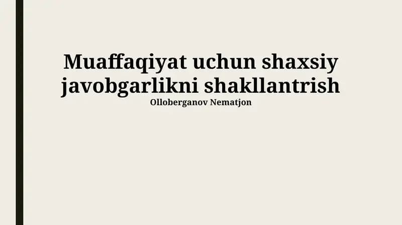 Shaxsiy javobgarlikni shakllantrish