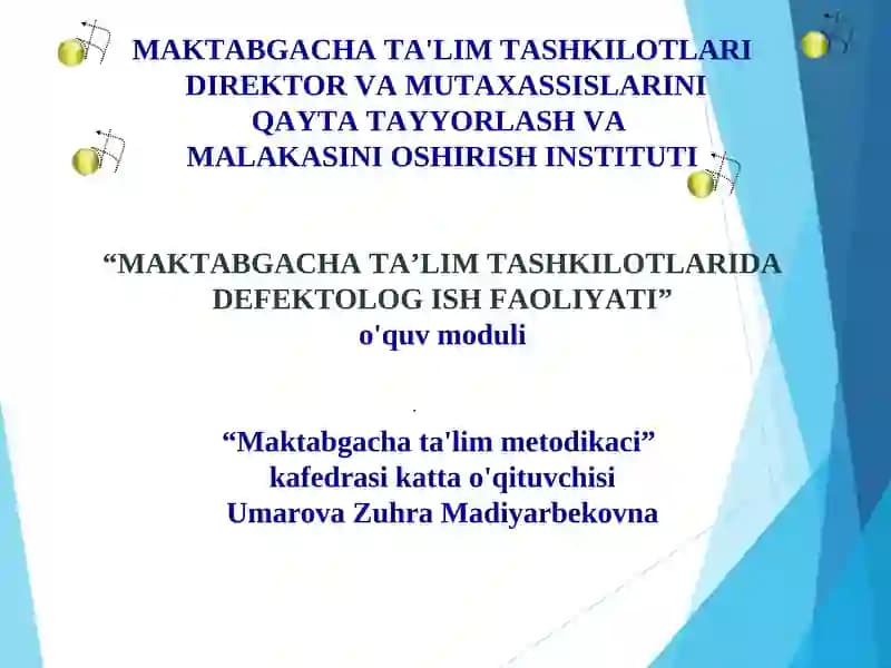 Defektolog xizmatini tashkil etish