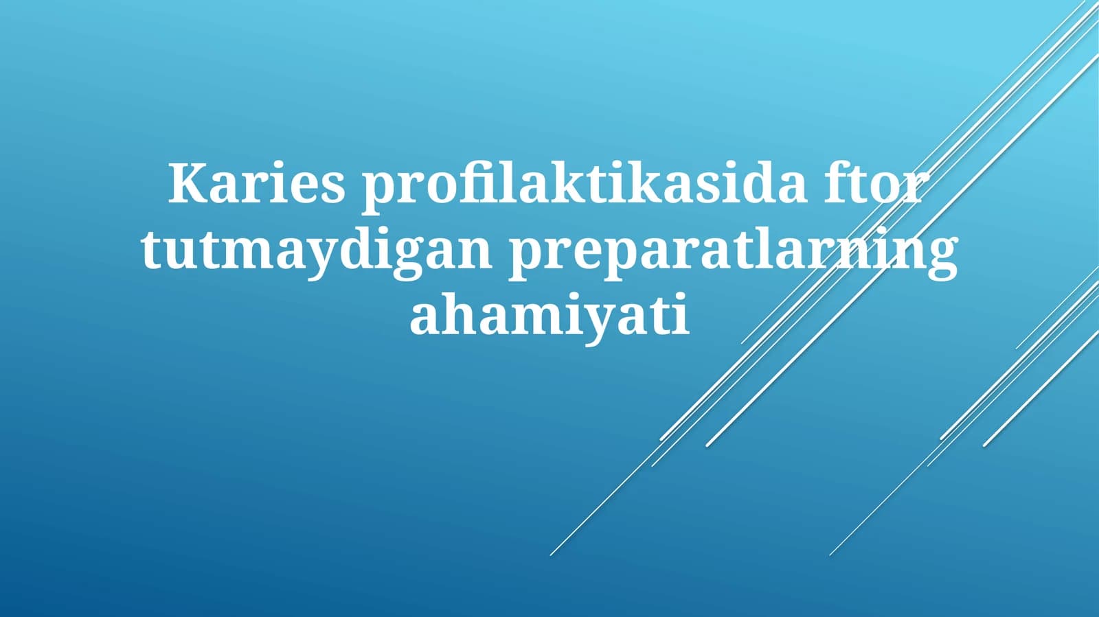 Ftorsiz preparatlarning samaradorligi va qo'llanilishi