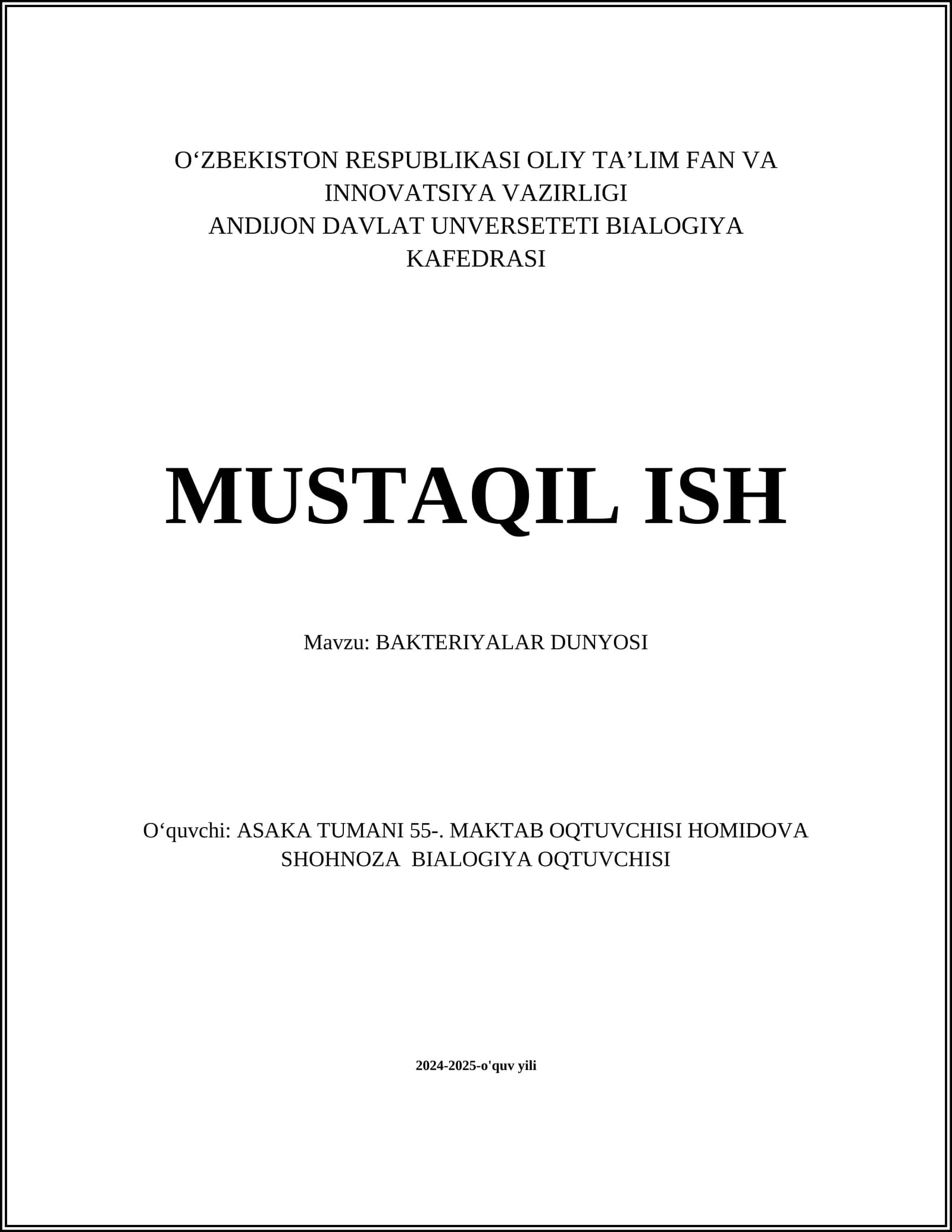 BAKTERIYALAR DUNYOSI