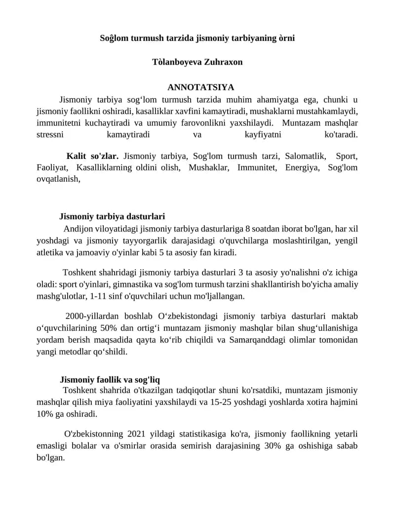 Jismoniy tarbiya dasturlari