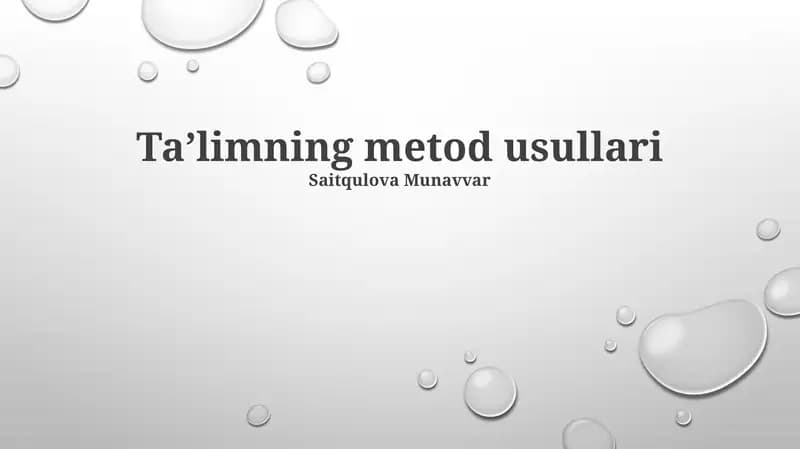 Taʼlimning metod usullari