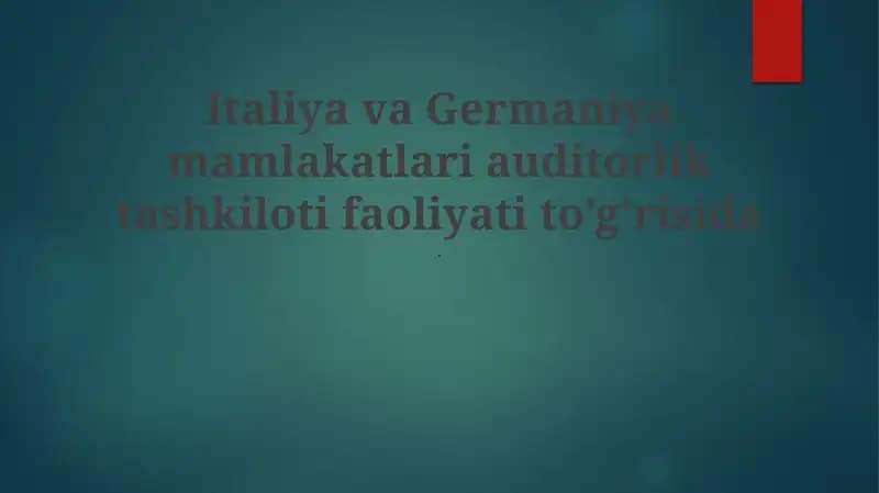 Nemis auditining so'nggi yangiliklari