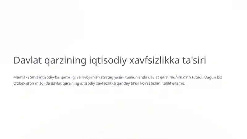 Davlat qarzining iqtisodiy xavfsizlikka ta'siri