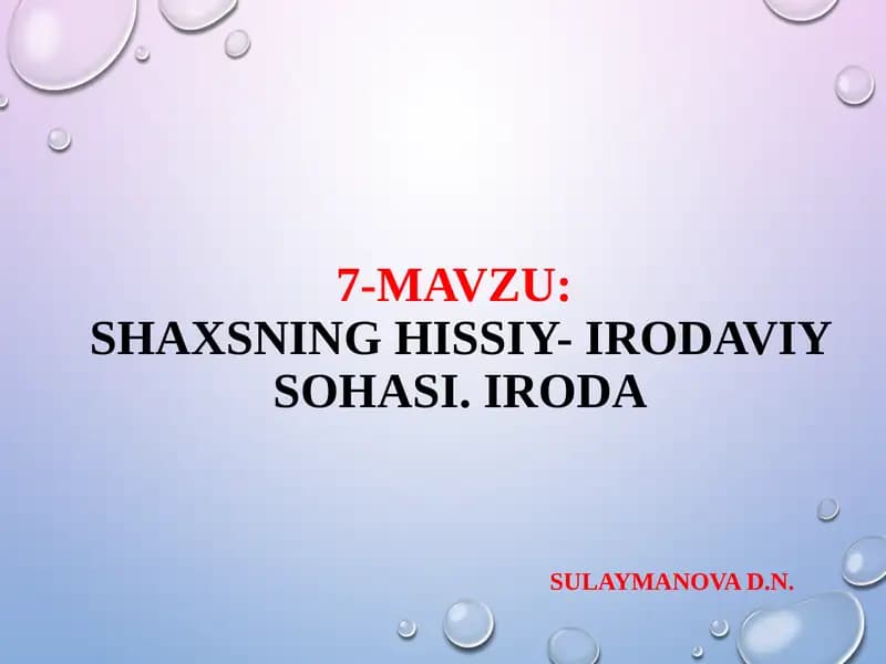 HISSIYOT HAQIDA TUSHUNCHA